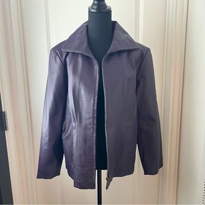 ✖️SOLD✖️Genuine Leather Purple Jacket Zip up size Large